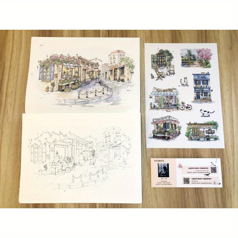 Chinese Watercolor Art Book with Warm and Light Colors for Beginners 16 Pages