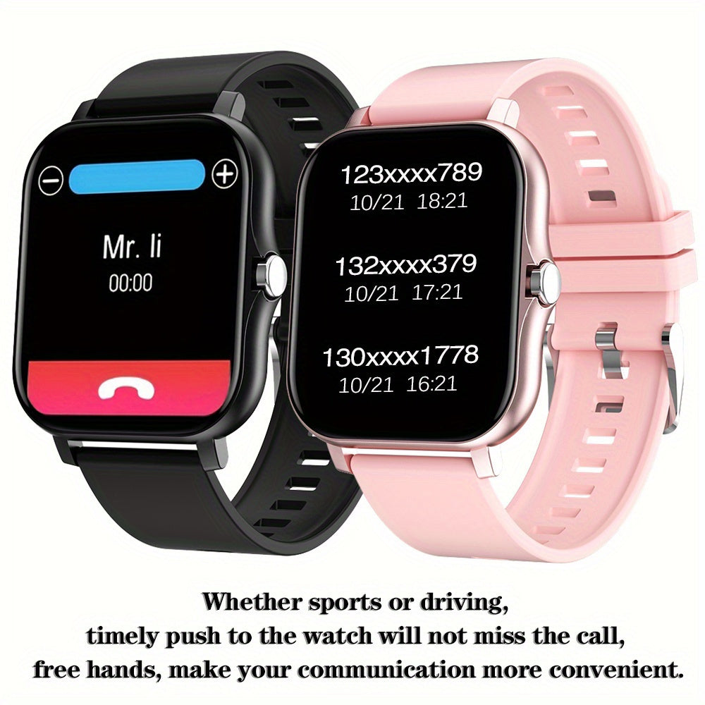 2024 Full Touch Smart Watch with Wireless Calling Zinc Alloy Case Silicone Band Fitness Tracker Compatible with Android iOS