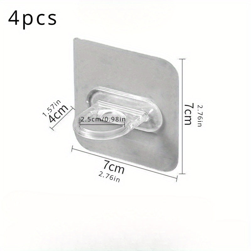4 Pack Adhesive Hooks for Kitchen Bathroom Storage No-Drill Plastic Stylish Multi-Functional