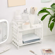 Two-Tier Plastic Storage Rack with Detachable Design for Cosmetics and Items