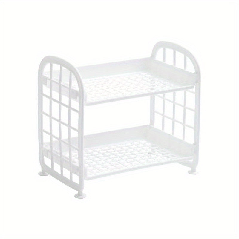 Two-Tier Plastic Storage Rack with Detachable Design for Cosmetics and Items