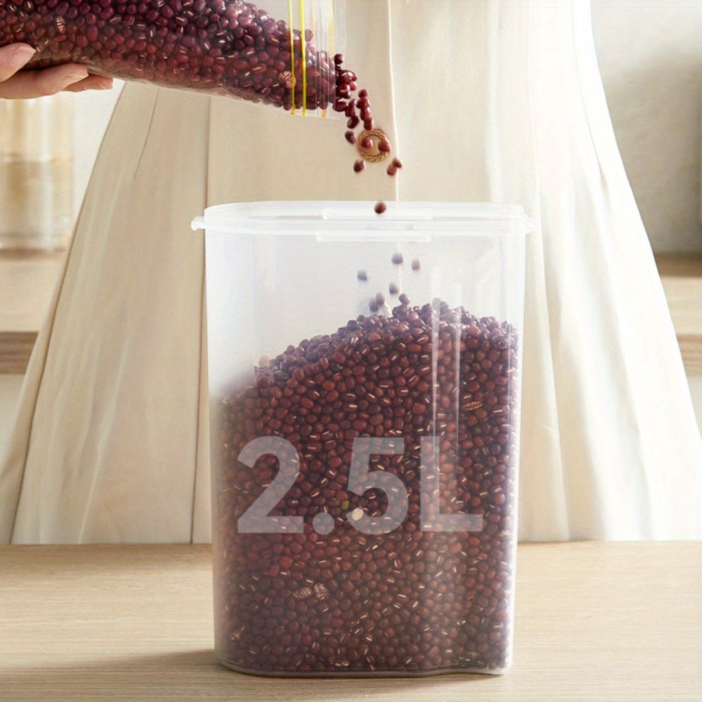 Set of 5 Food Storage Containers Leakproof Square Plastic for Rice Grains Nuts Flour