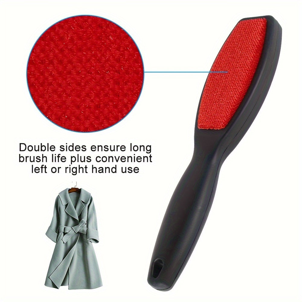 Double-Sided Pet Hair Remover Brush Red Black Reusable Lint Brush for Clothes Furniture Carpets