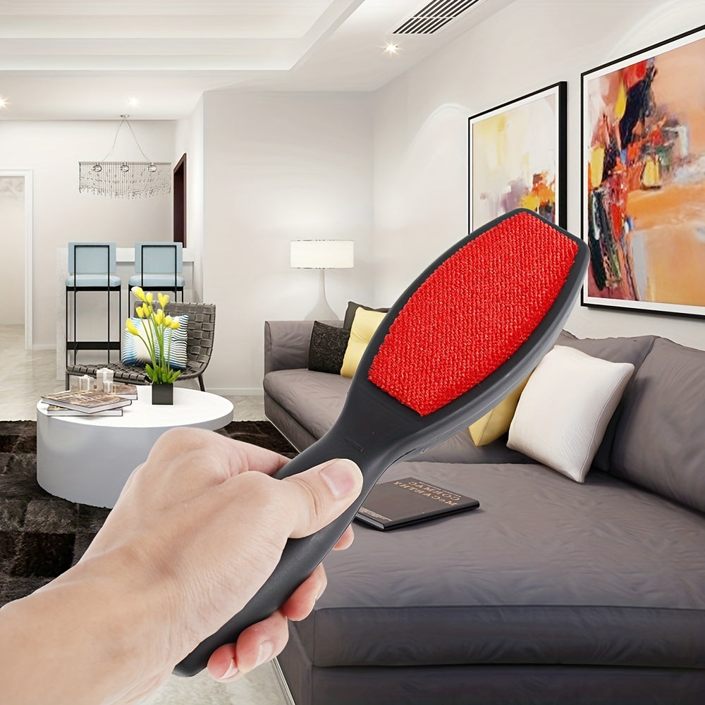 Double-Sided Pet Hair Remover Brush Red Black Reusable Lint Brush for Clothes Furniture Carpets
