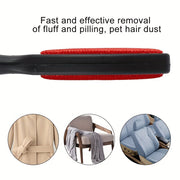 Double-Sided Pet Hair Remover Brush Red Black Reusable Lint Brush for Clothes Furniture Carpets