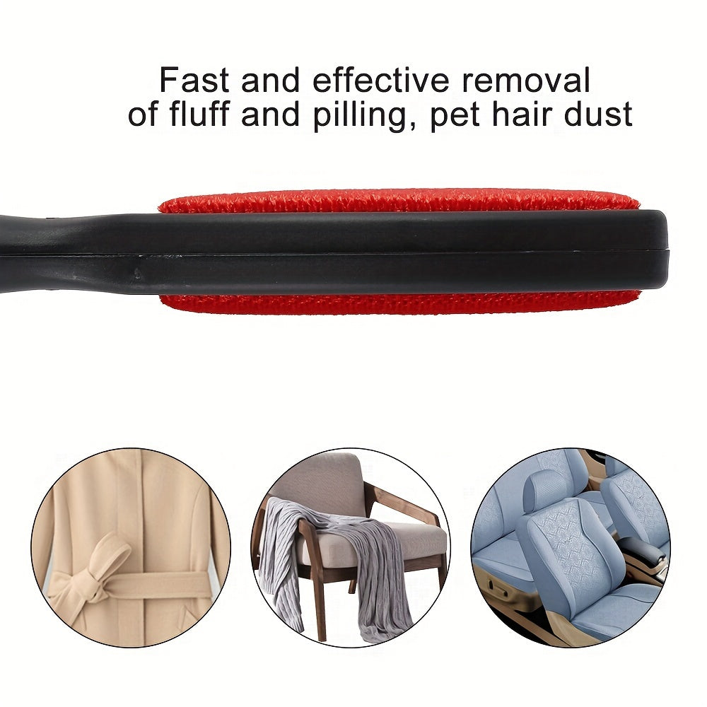 Double-Sided Pet Hair Remover Brush Red Black Reusable Lint Brush for Clothes Furniture Carpets