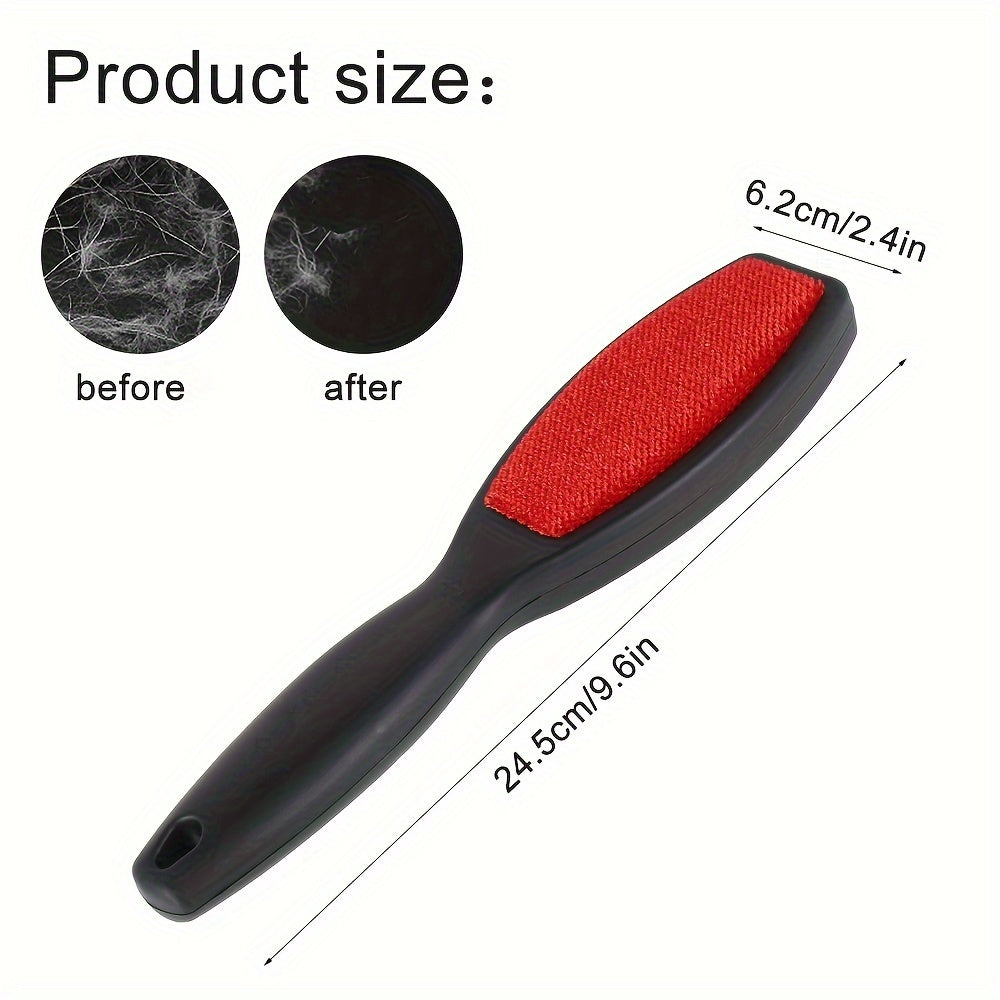 Double-Sided Pet Hair Remover Brush Red Black Reusable Lint Brush for Clothes Furniture Carpets