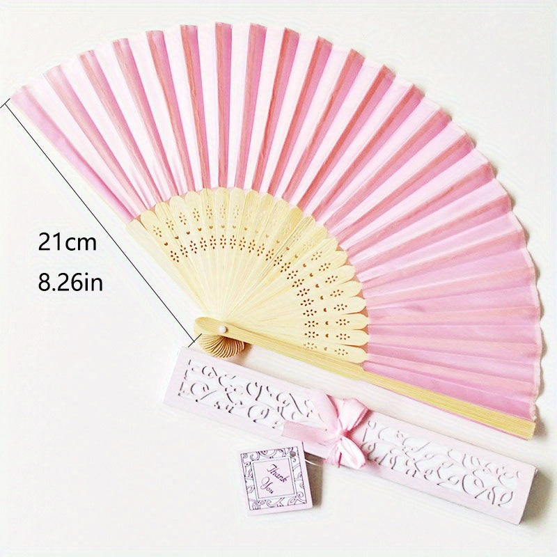 Set of 6 Women's Handheld Fans with Cloth Surface for Wedding Bridesmaid Gifts and Costume Accessories