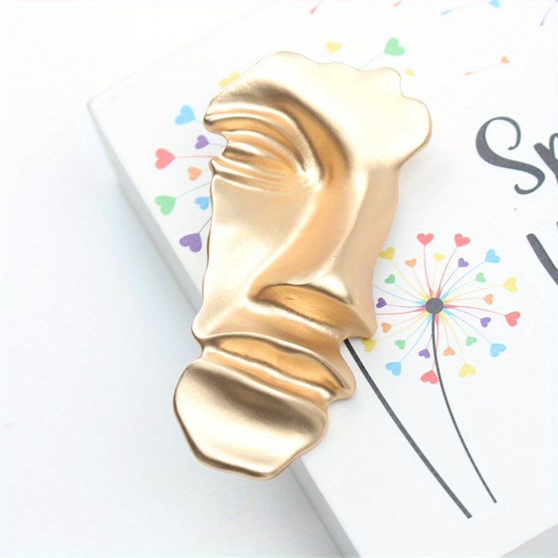 Vintage Enamel Face Mask Brooch Large Irregular Lapel Pin for Women