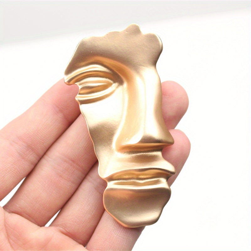 Vintage Enamel Face Mask Brooch Large Irregular Lapel Pin for Women