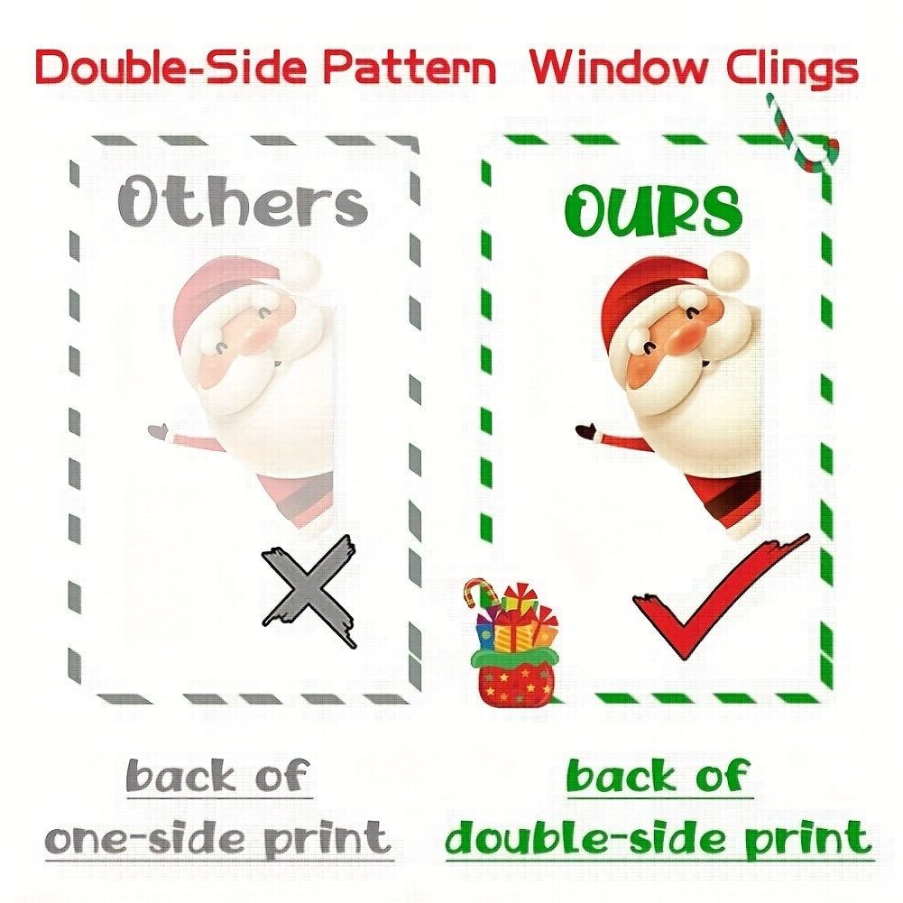 Christmas Window Decals Reusable Plastic Stickers Santa Snowman Reindeer