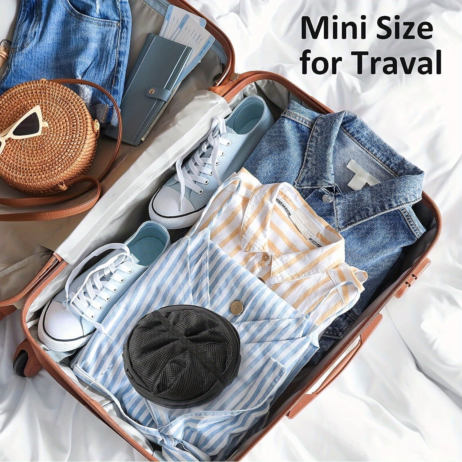 cesta de ropa de mezcla de poliéster con asa, plegable, portátil, cesta de ropa negra para dormitorios, baños y viajes