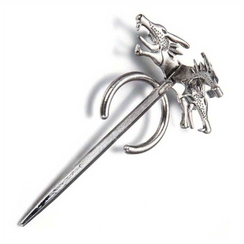 Unisex Zinc Alloy Lapel Badge with Wolf and Dragon Vintage Designs