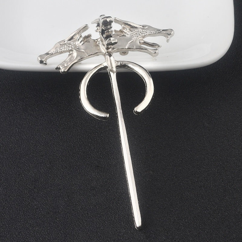 Uniseks Zink Alloy Lapel Badge bilan Boʻri va Ajdarha Vintage Dizaynlari