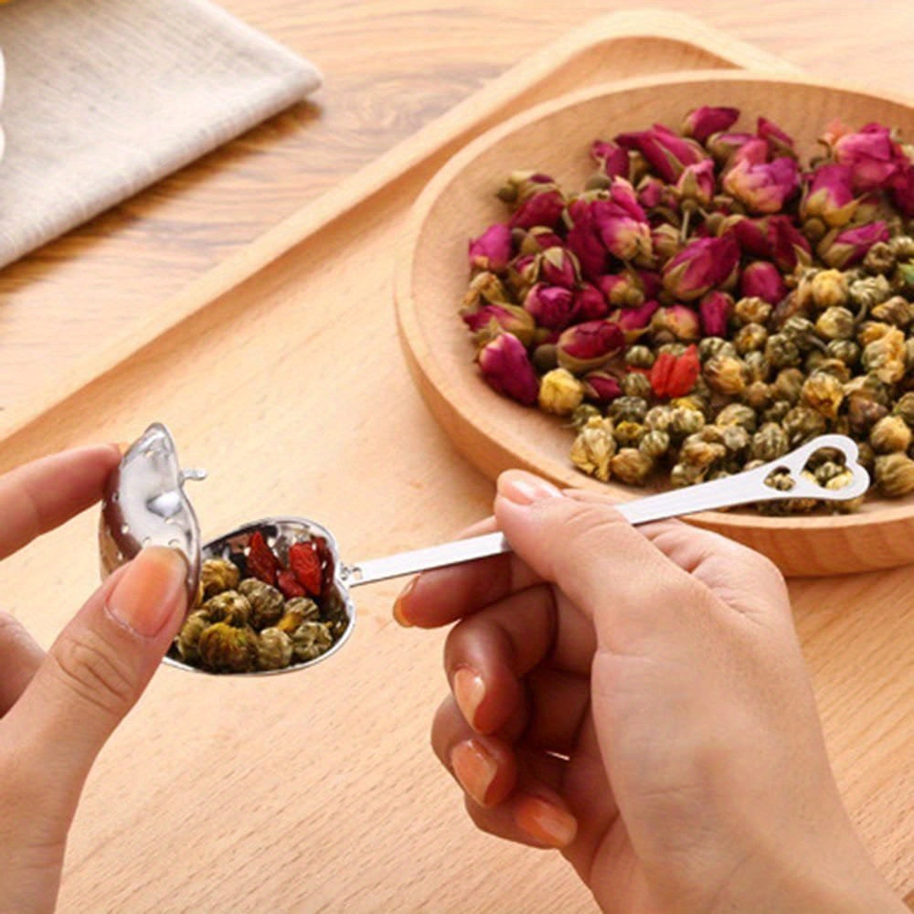Juego de infusores de té de acero inoxidable en forma de corazón, 1 o 2 piezas, malla fina, duraderos
