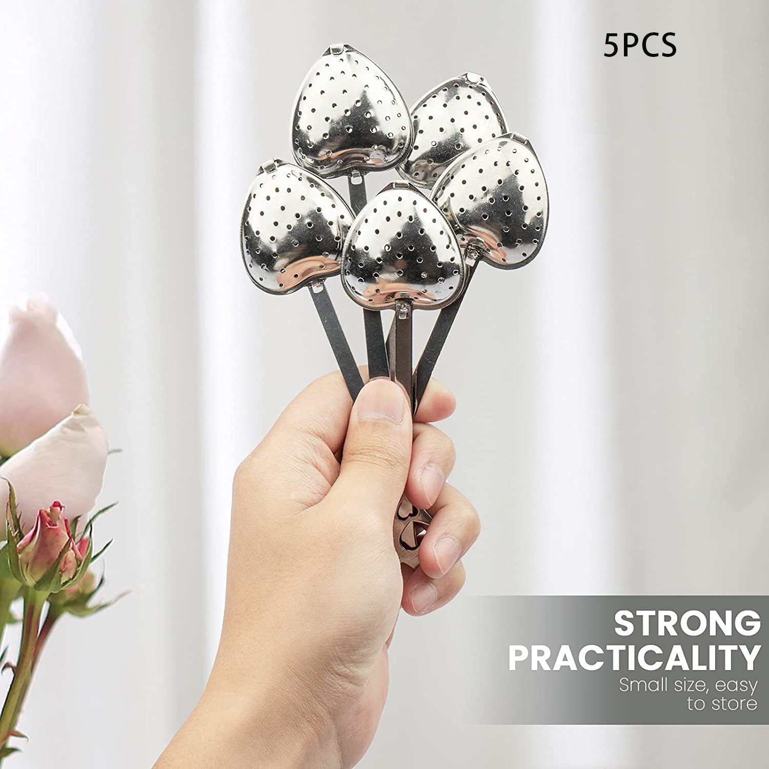 Набор заварников для чая из нержавеющей стали в форме сердца, 1 или 2 шт., с мелкой сеткой, прочный