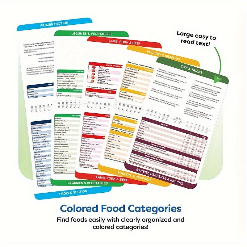 Руководство по времени приготовления в аэрогриле. Магнитная карта продуктов. ABS. Без батареи. Удобно.
