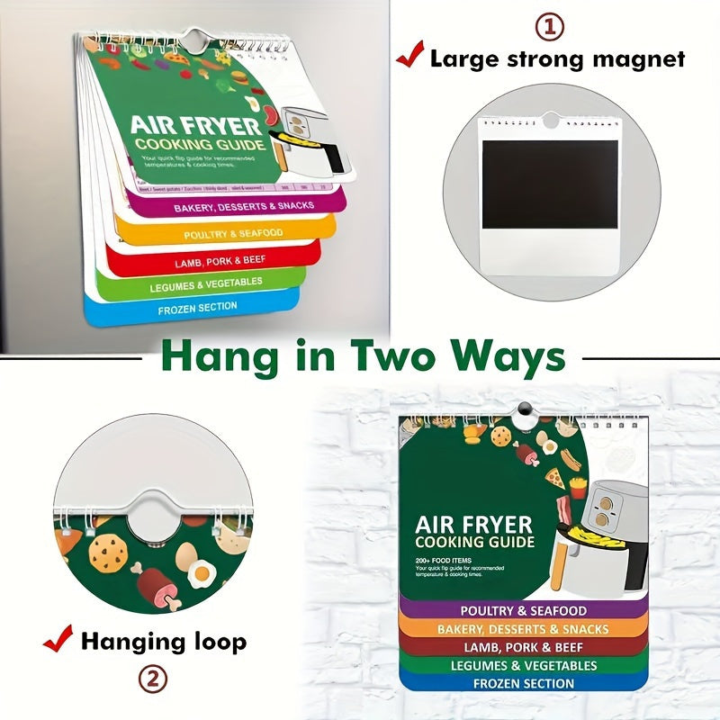 Руководство по времени приготовления в аэрогриле. Магнитная карта продуктов. ABS. Без батареи. Удобно.