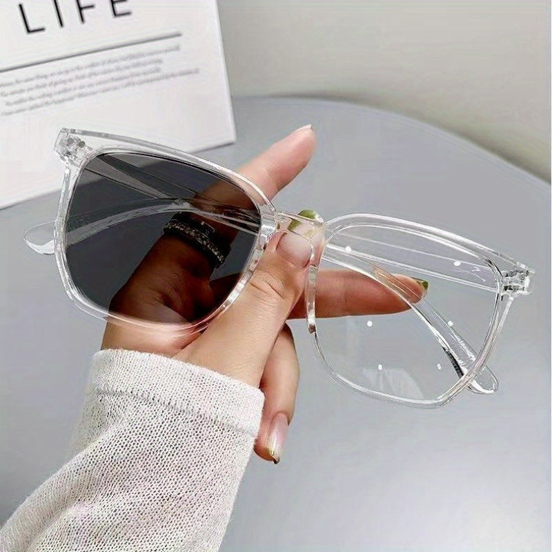 Transitioning Photochromic Reading Glasses for Men and Women Square Large Frame Polycarbonate Lenses Adjustable Diopter