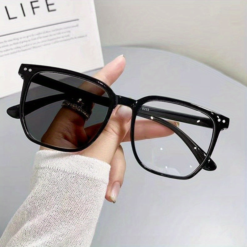 Transitioning Photochromic Reading Glasses for Men and Women Square Large Frame Polycarbonate Lenses Adjustable Diopter