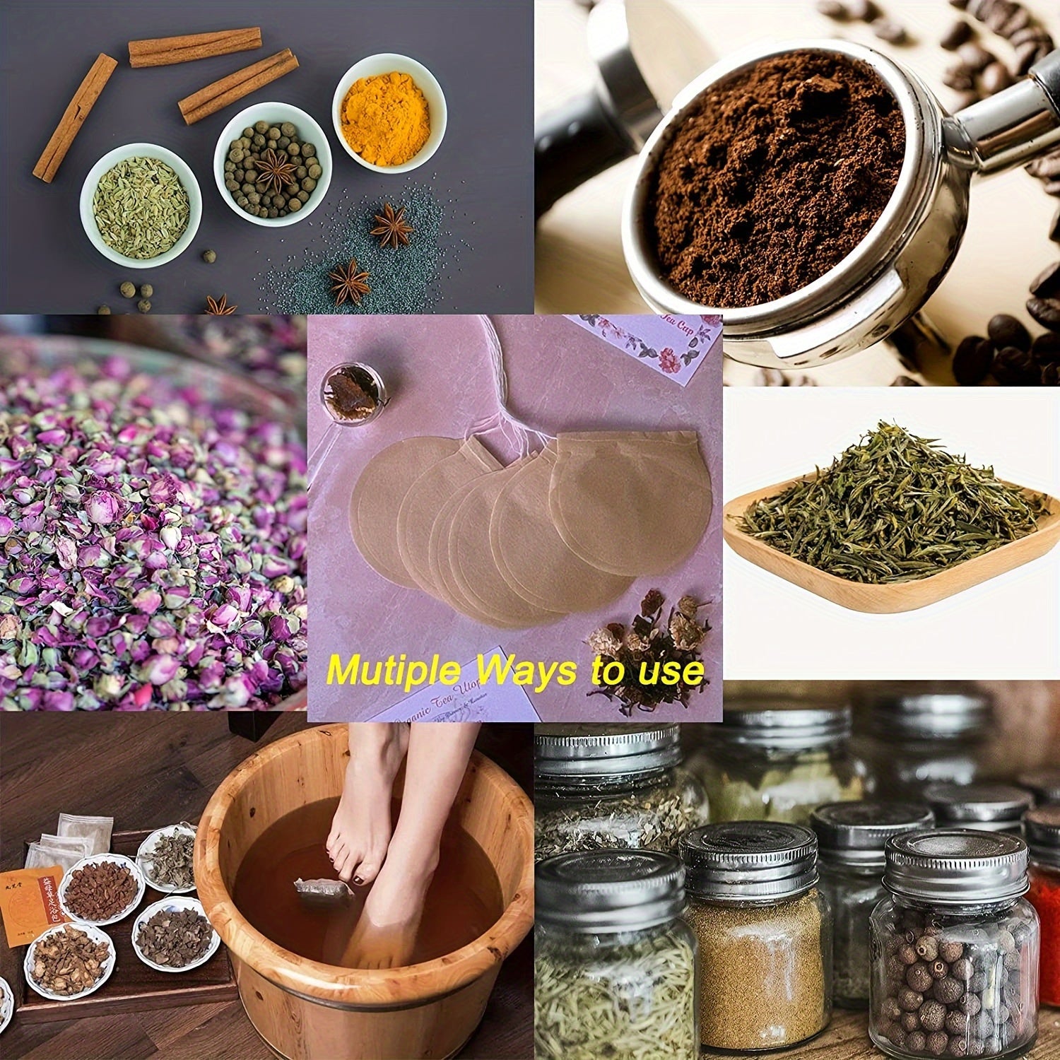 100 Unbleached Tea Infuser Bags for Loose Leaf Tea Coffee Spices Drawstring