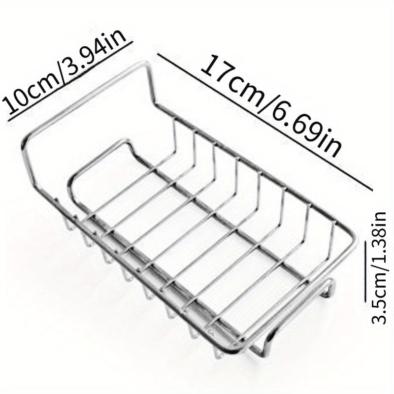 Stainless Steel Faucet Caddy Organizer for Sponges and Cloths Bathroom Accessory