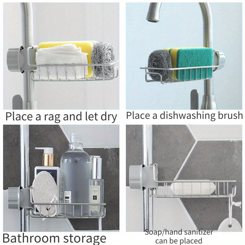 Stainless Steel Faucet Caddy Organizer for Sponges and Cloths Bathroom Accessory