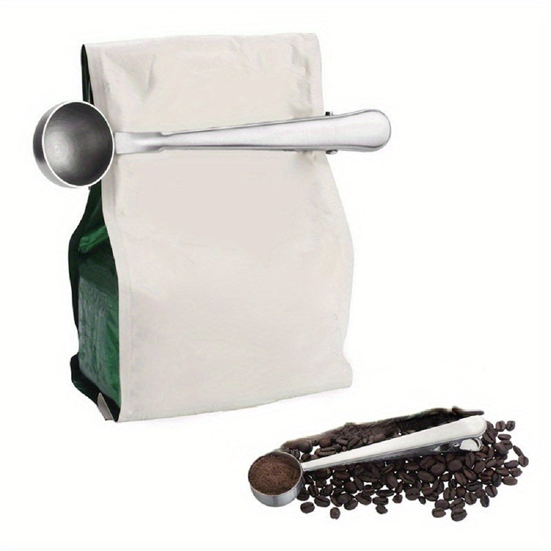 Stainless Steel Coffee Scoop with Clip, Measuring and Sealing for Coffee Beans
