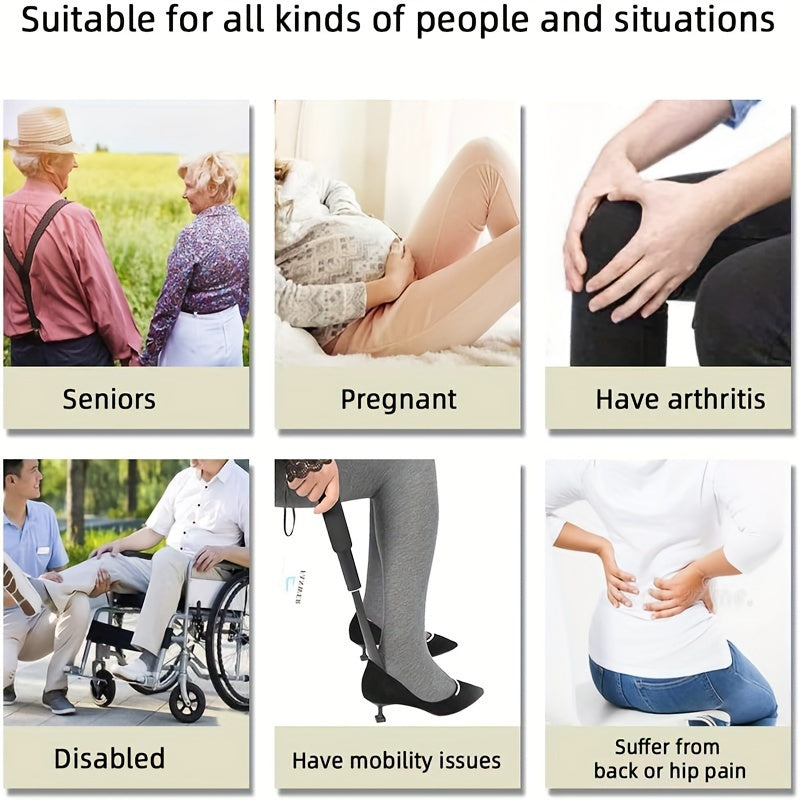 Adjustable Long Handle Shoehorn for Seniors Stainless Steel Telescopic