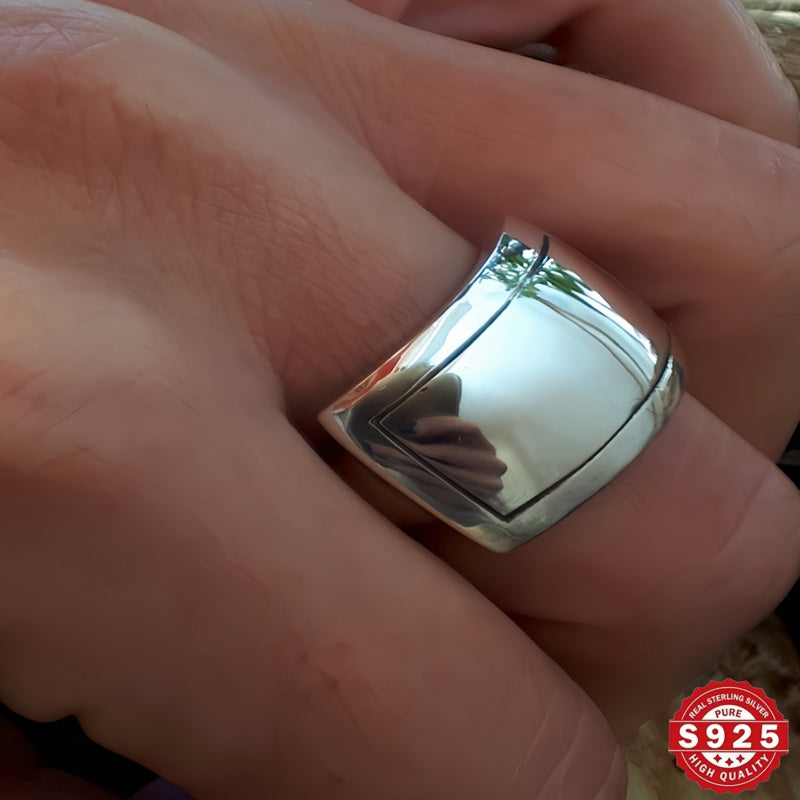 Sterling Silver Chunky Dome Ring Minimalist Tribal Style Wedding Party Jewelry