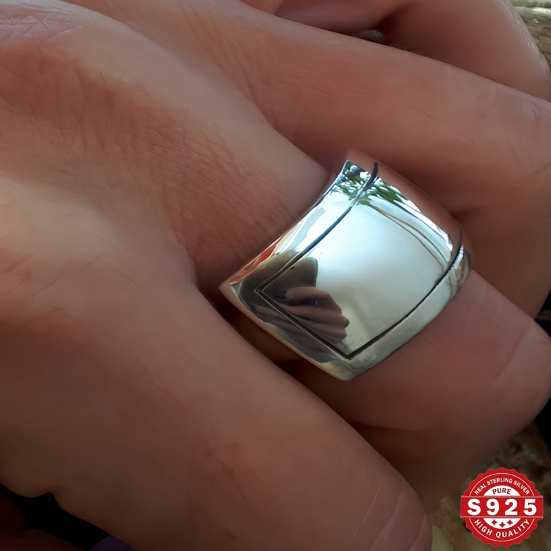 Sterling Silver Wide Dome Ring for Women Modern Minimalist Chunky Band for Weddings and Parties