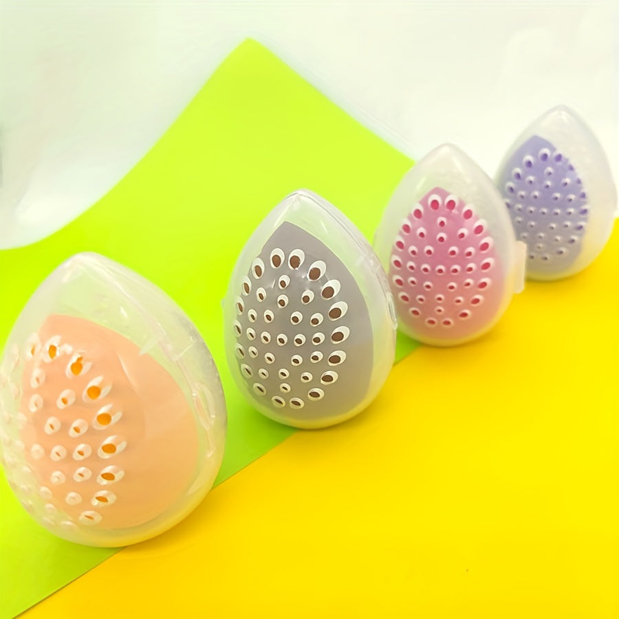 3-Piece Plastic Egg-Shaped Makeup Sponge Organizer for Beauty Blenders