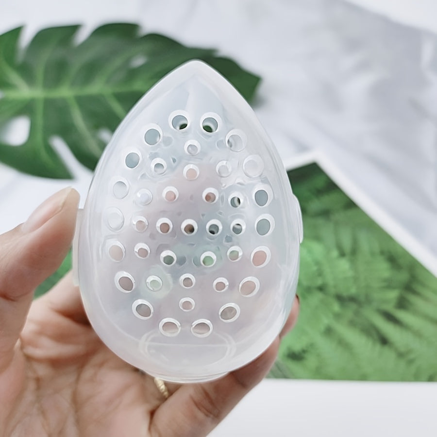 3-Piece Plastic Egg-Shaped Makeup Sponge Organizer for Beauty Blenders