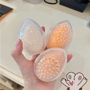 3-Piece Plastic Egg-Shaped Makeup Sponge Organizer for Beauty Blenders