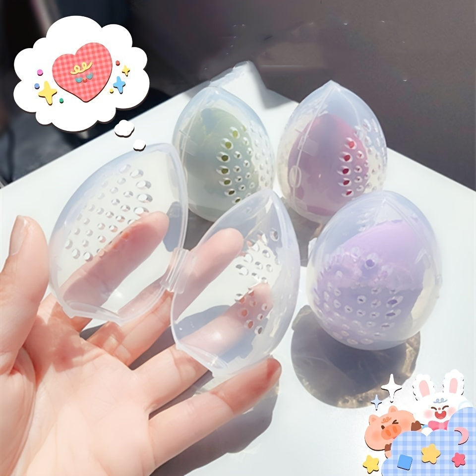 3-Piece Plastic Egg-Shaped Makeup Sponge Organizer for Beauty Blenders