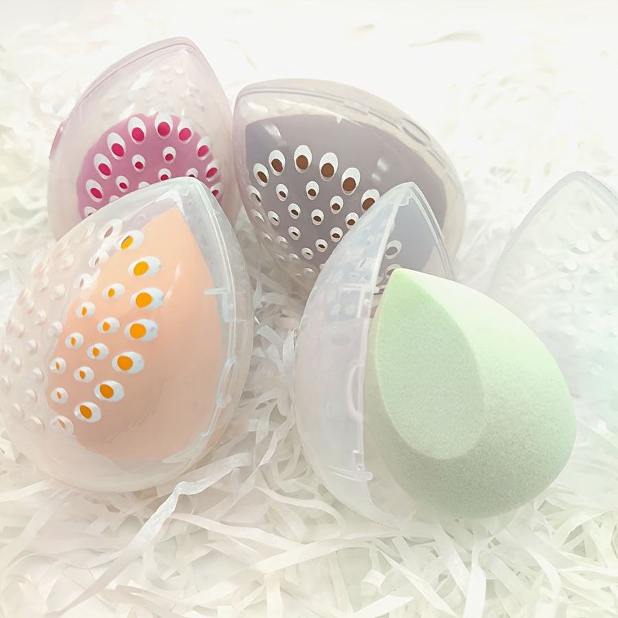 3-Piece Plastic Egg-Shaped Makeup Sponge Organizer for Beauty Blenders