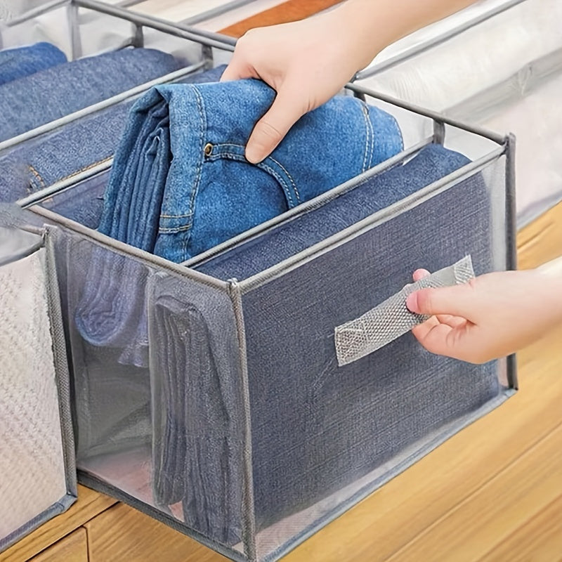 7-Grid Wardrobe Clothes Organizer with Handle for Folded Clothes and Car Storage
