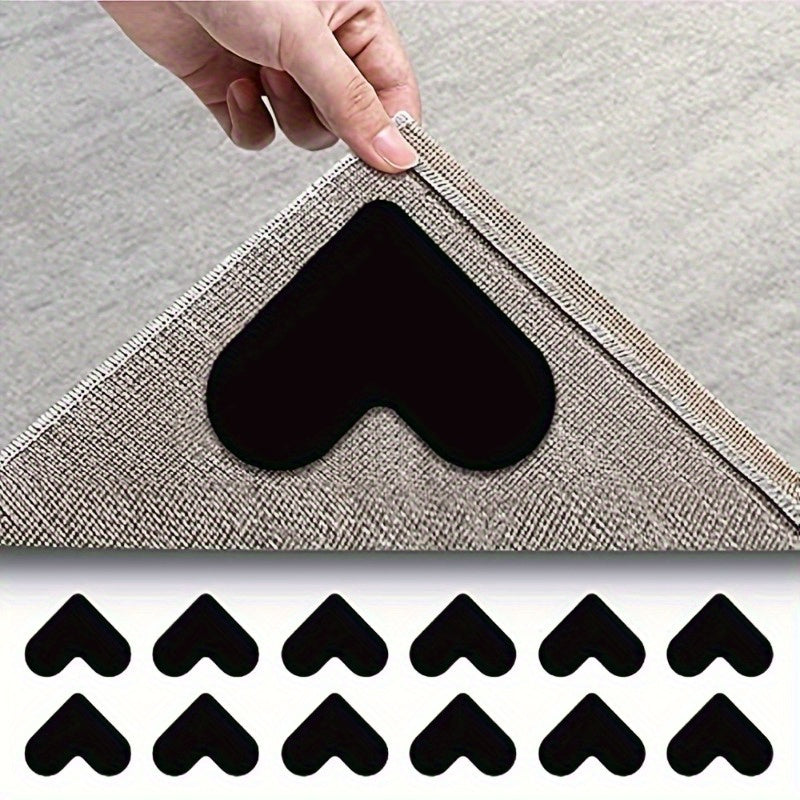 Yumshoq va yuviladigan yurak shaklidagi anti-siljash mato qoplamasi uchun ikki qavatli gilam tutqichlari, yog'och pol uchun