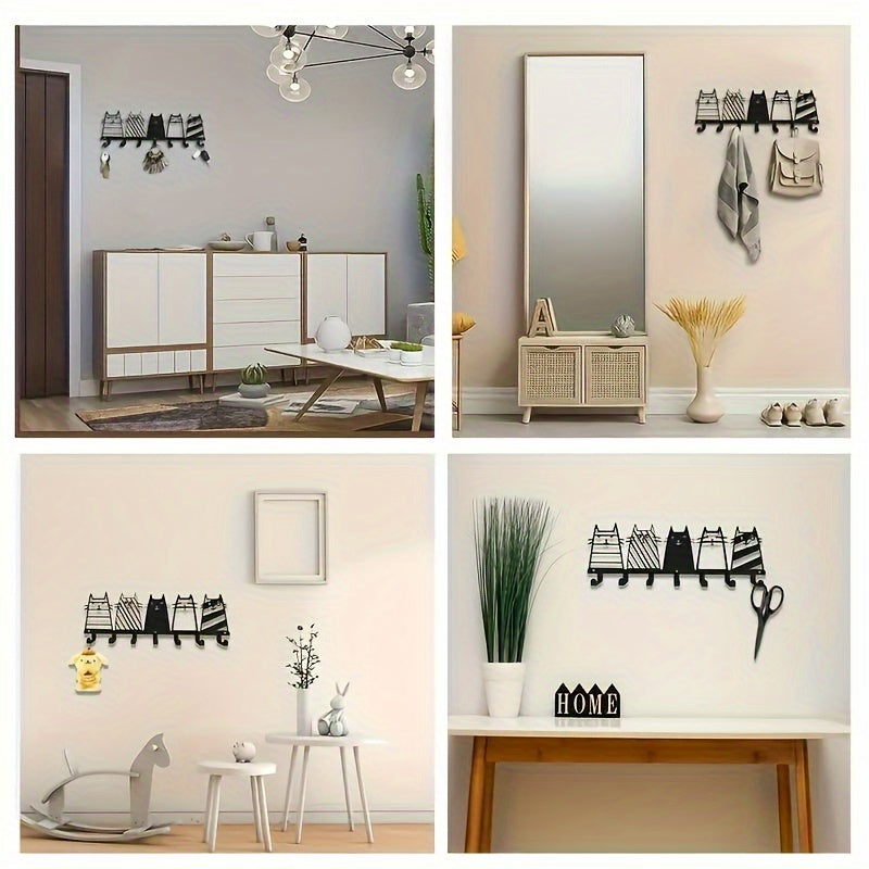 Metal Wall Hooks with Cat and Dog Paw Design for Coats and Accessories Space-Saving Organizer