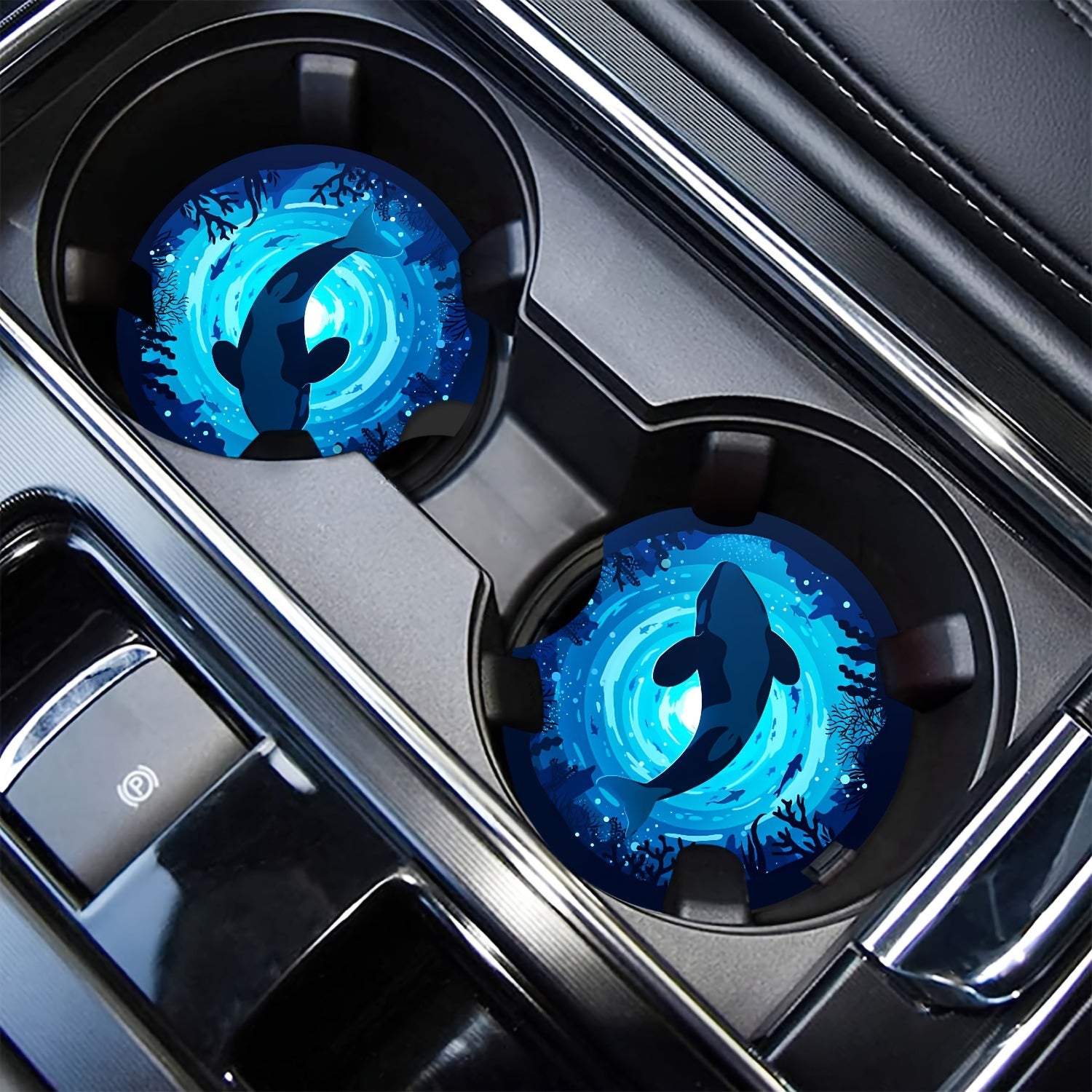 Killer Whale Car Coasters EVA Material Moisture Absorption Easy to Clean