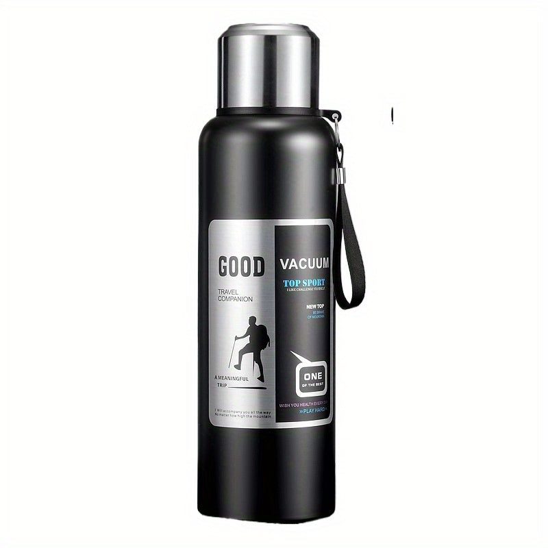 Large Capacity Stainless Steel Water Bottle Leak-Proof Reusable Travel-Friendly with Handle