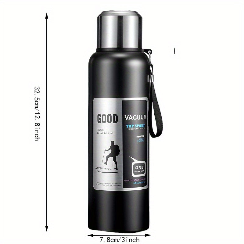 Large Capacity Stainless Steel Water Bottle Leak-Proof Reusable Travel-Friendly with Handle