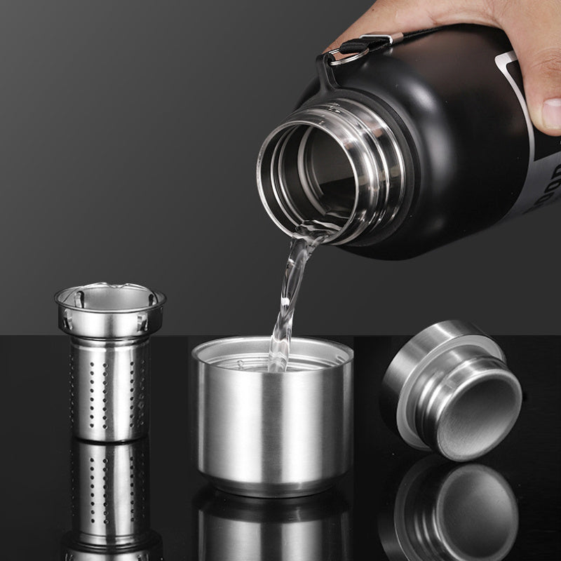 Large Capacity Stainless Steel Water Bottle Leak-Proof Reusable Travel-Friendly with Handle