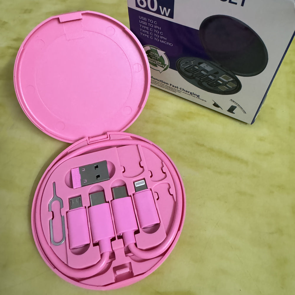 60W USB C Kabeli 5-in-1 Adapter to'plami bilan tez zaryadlash va ma'lumotlarni uzatish uchun