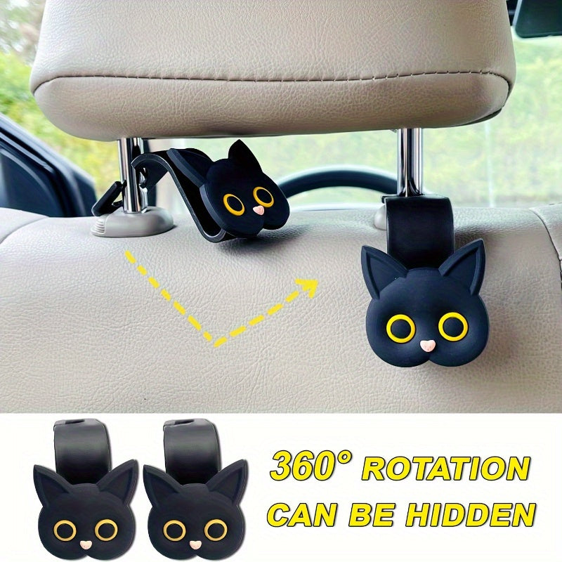 Cute 3D Cartoon Cat Car Headrest Hook Vehicle Storage Organizer for Handbags