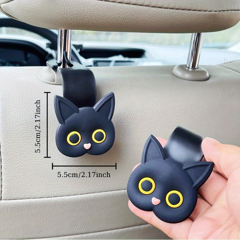 Gancho para cabecera de coche con diseño de gato 3D en estilo cartoon, organizador de almacenamiento para bolsos