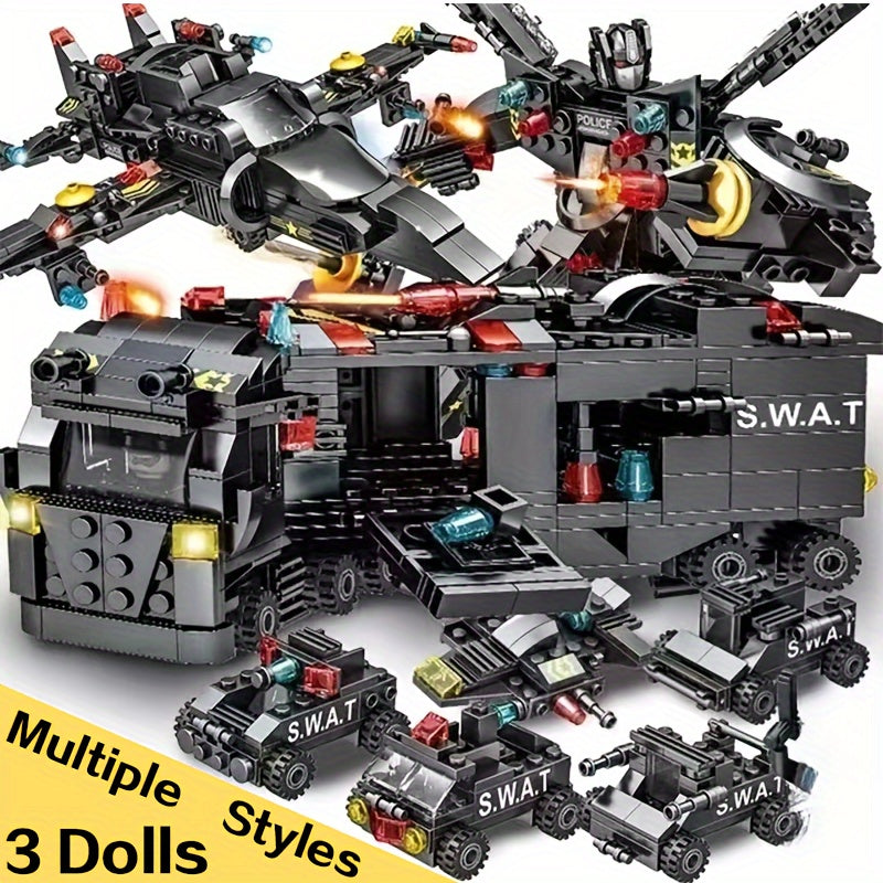 Building Blocks Toy Swat Police Robot Car for Kids Age 6+ Black Educational Toy