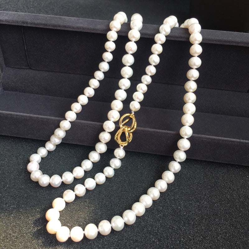 Vintage uslubidagi Moda Marvarid Uzun Tirnoq Zanjiri tabiiy marvaridlar bilan, Sevgi kuni yoki har qanday bayram moda kiyimlari uchun sovg'a berish uchun mukammal sovg'a qutisida taqdim etilgan.