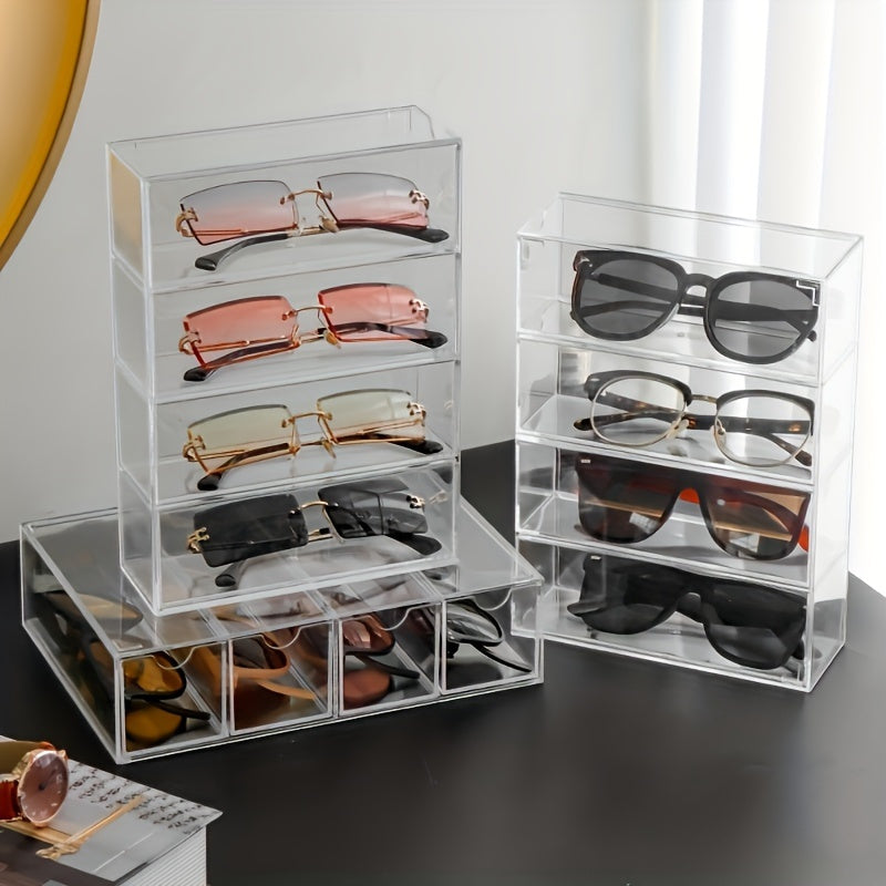 Clear Acrylic Eyewear Organizer with 4 Drawers for Glasses Storage