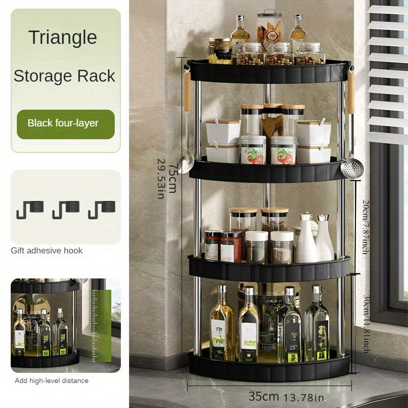 Estantería de almacenamiento de plástico para condimentos y utensilios de cocina, organizador de esquina de múltiples niveles